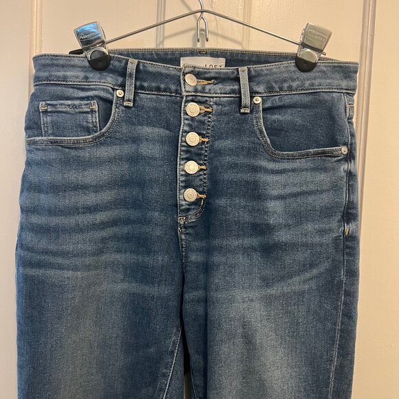 SALE!!!  Loft Skinny ankle ripped edge hi rise button fly jeans size 29/8 - Picture 6 of 10